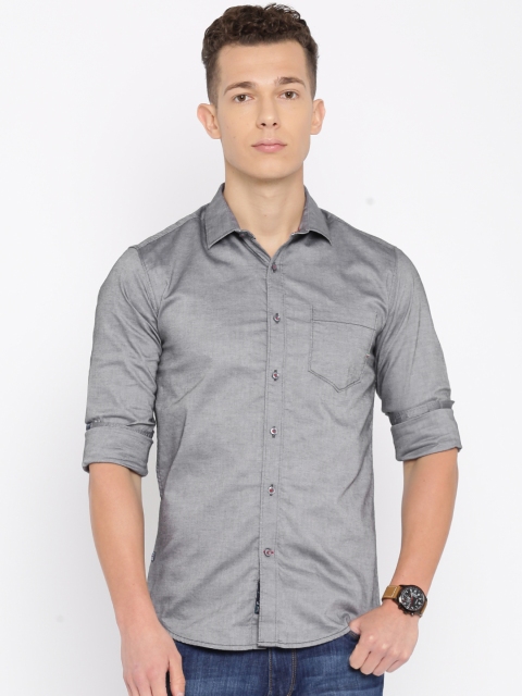 

Freehand Men Grey Slim Fit Solid Casual Shirt