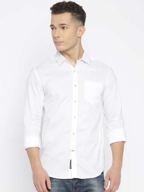 

Freehand Men White Slim Fit Solid Casual Shirt