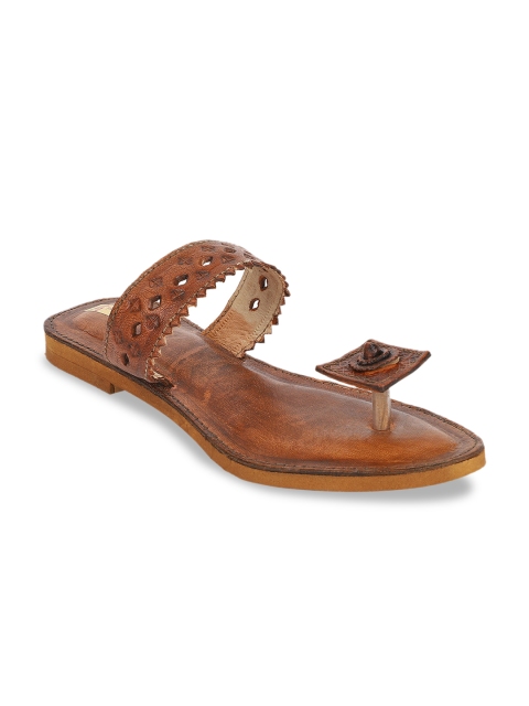 

Ta Chic Women Brown Ethnic Open Toe Flats with Laser Cuts