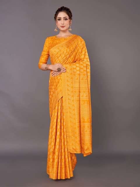 

KALINI Yellow & White Art Silk Saree