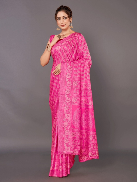 

KALINI Magenta & White Paisley Art Silk Saree