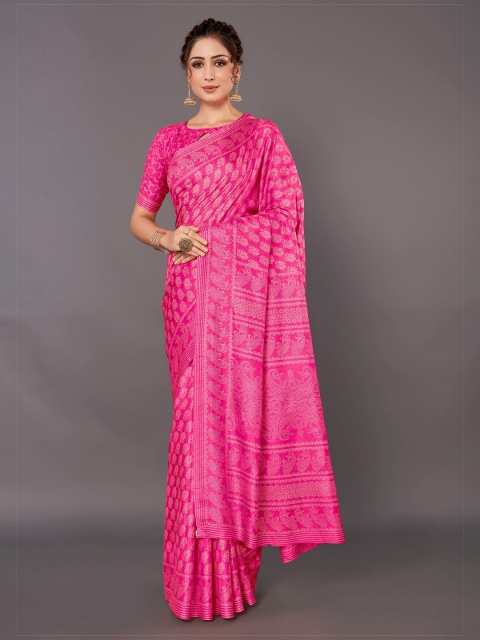 

KALINI Magenta & White Ethnic Motifs Art Silk Saree