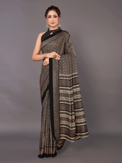 

KALINI Black & Gold-Toned Art Silk Saree