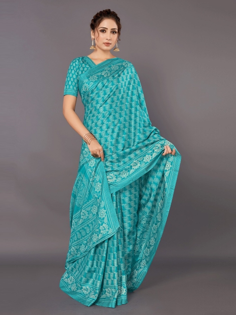 

KALINI Sea Green & White Art Silk Saree