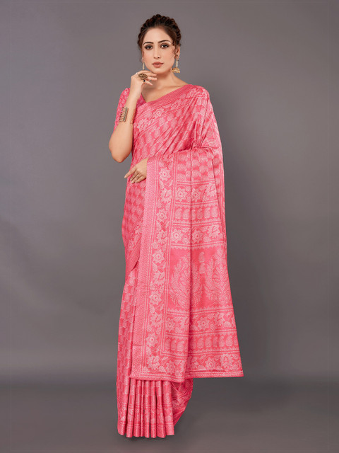 

KALINI Pink Woven Design Art Silk Saree