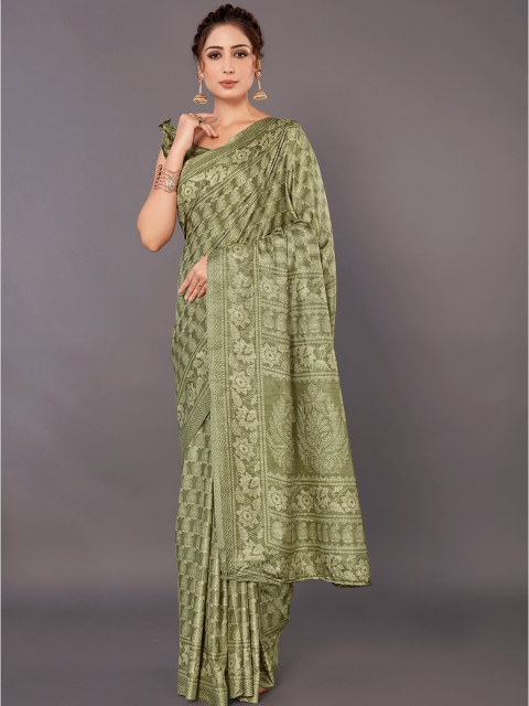 

KALINI Green Paisley Printed Art Silk Saree