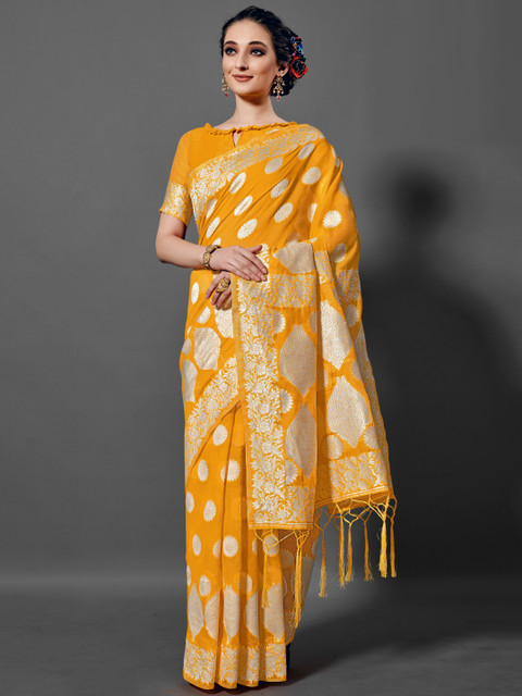 

KALINI Mustard Woven Design Saree