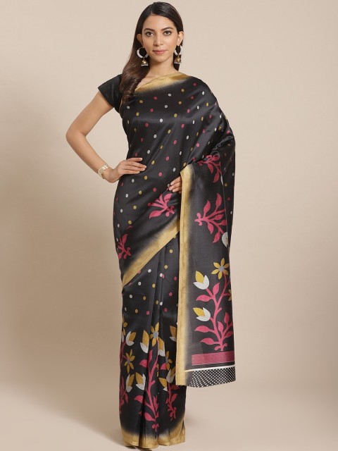 

AADVIKA Beige & Yellow Floral Art Silk Mysore Silk Saree