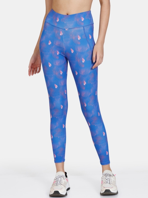 

Zelocity by Zivame Women Blue Printed Insta Dry Tights