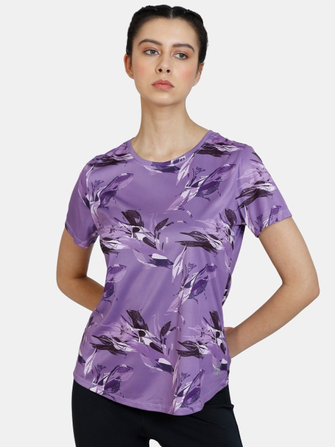 

Zelocity by Zivame Women Purple Printed Training or Gym T-shirt