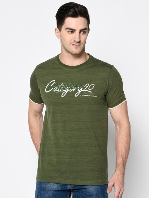 

Duke Men Green Typography Printed Slim Fit Cotton T-shirt