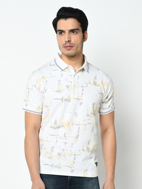 

Duke Men White Printed Polo Collar Slim Fit T-shirt