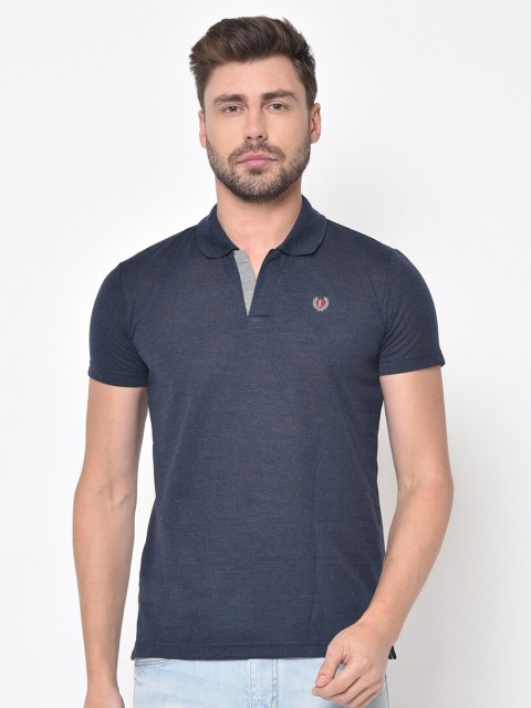 

Duke Men Navy Blue Polo Collar Slim Fit T-shirt