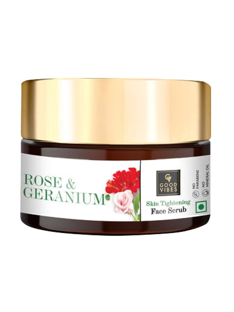 

Good Vibes Rose & Geranium Skin Tightening Face Scrub - 50 g, White