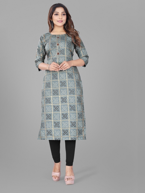 

Fashion FRICKS Women Grey Bandhani Printed Kurta