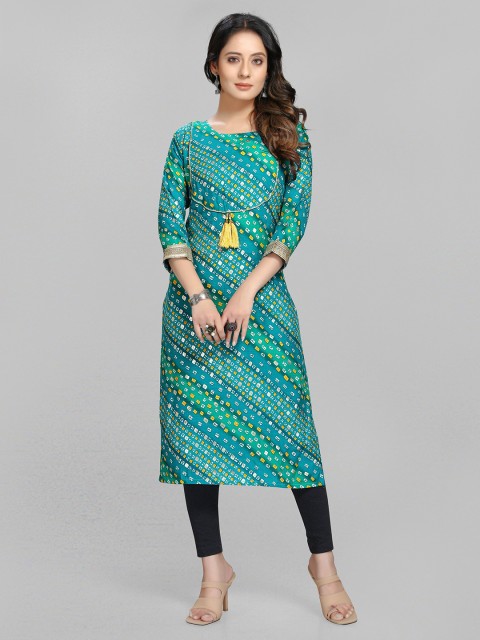 

Fashion FRICKS Women Blue Bandhani Printed Kurta
