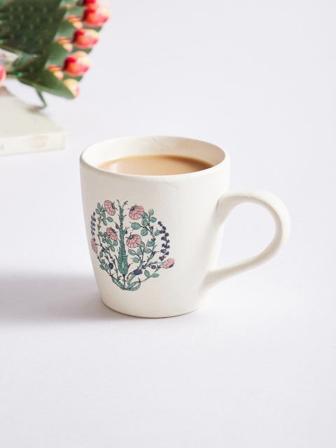 

Home Centre White & Pink Printed Bone China Glossy Mugs Set of Cups and Mugs