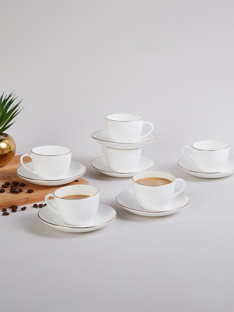 

Home Centre White 12 Pieces Solid Bone China Glossy Cups and Saucers