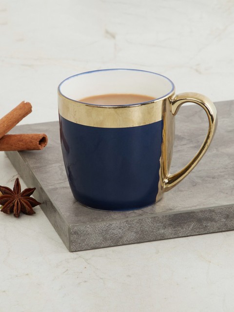

Home Centre Blue & Gold-Toned Solid Bone China Glossy Mug 180 ml