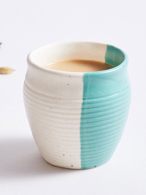 

Home Centre Green & White Colourblocked Fiesta Stoneware Khullad - 180ml