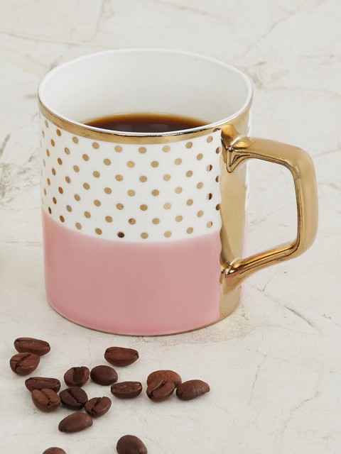 

Home Centre Pink & White Printed Bone China Glossy Coffee Mug