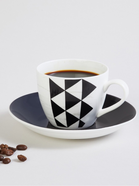 

Home Centre Black & White Printed Bone China Glossy Cup and Saucer