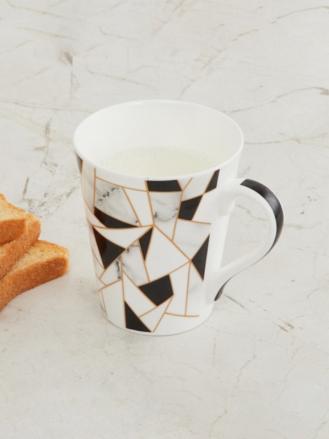 

Home Centre White & Black Printed Bone China Glossy Mug 340ml