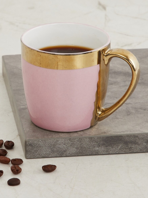 

Home Centre Pink & Gold-Toned Solid Bone China Matte Mug