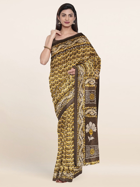 

Pothys Yellow & Brown Printed Saree