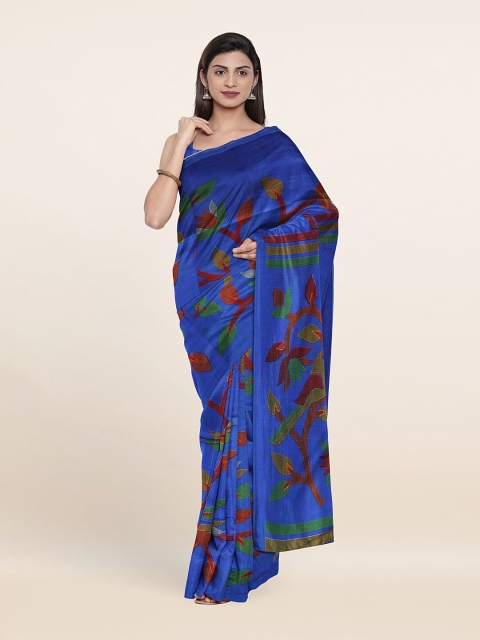 

Pothys Blue & Brown Floral Saree