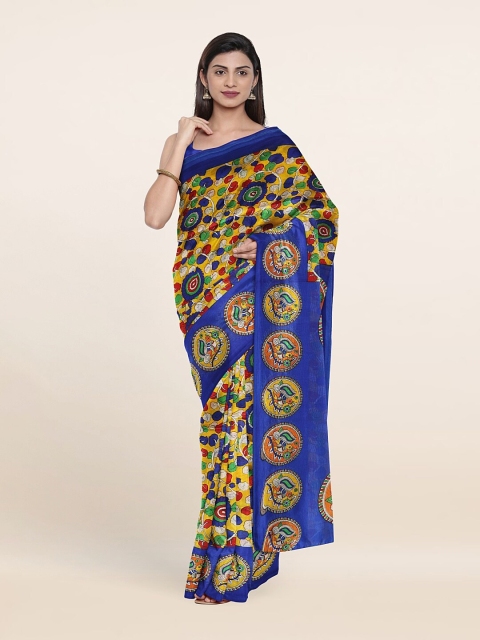 

Pothys Blue & Yellow Ethnic Motifs Saree