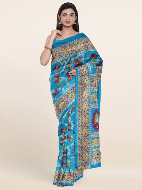 

Pothys Blue & Pink Floral Printed Saree