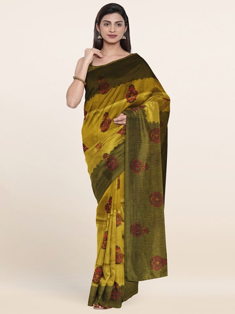 

Pothys Green & Red Floral Printed Saree
