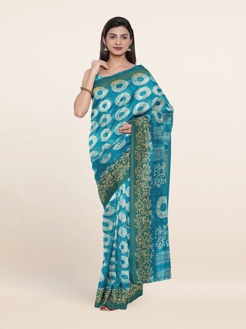 

Pothys Blue & White Printed Zari Saree