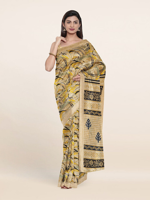 

Pothys Beige & Black Floral Saree