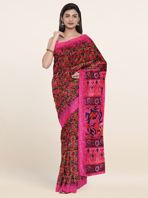 

Pothys Pink & Green Floral Printed Saree