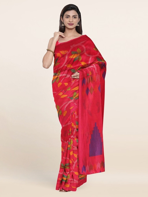 

Pothys Pink & Green Floral Printed Saree