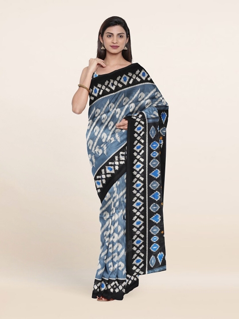 

Pothys Blue & Yellow Geometric Printed Saree