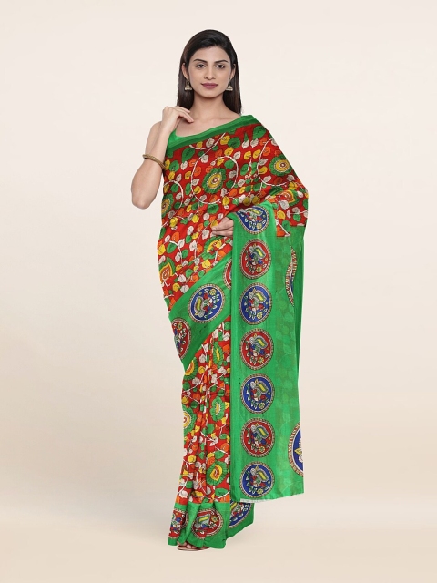 

Pothys Orange & Green Ethnic Motifs Saree