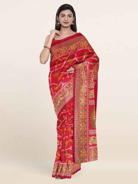 

Pothys Magenta & Yellow Floral Saree