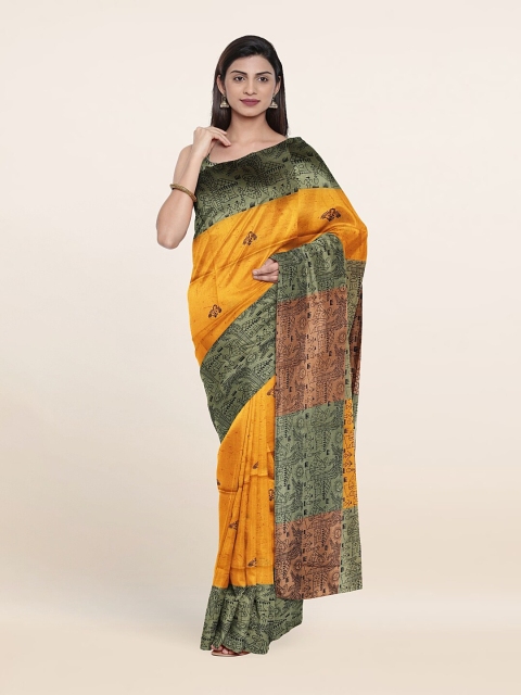 

Pothys Mustard & Black Ethnic Motifs Saree