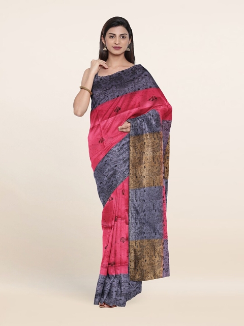 

Pothys Pink & Violet Geometric Printed Saree
