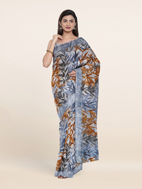 

Pothys Blue & Grey Floral Printed Saree