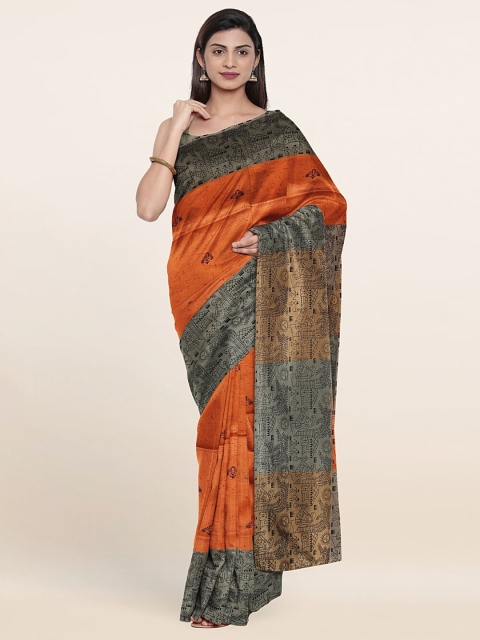 

Pothys Rust Orange & Grey Ethnic Motifs Saree