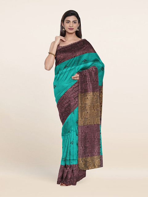 

Pothys Green & Brown Printed Saree
