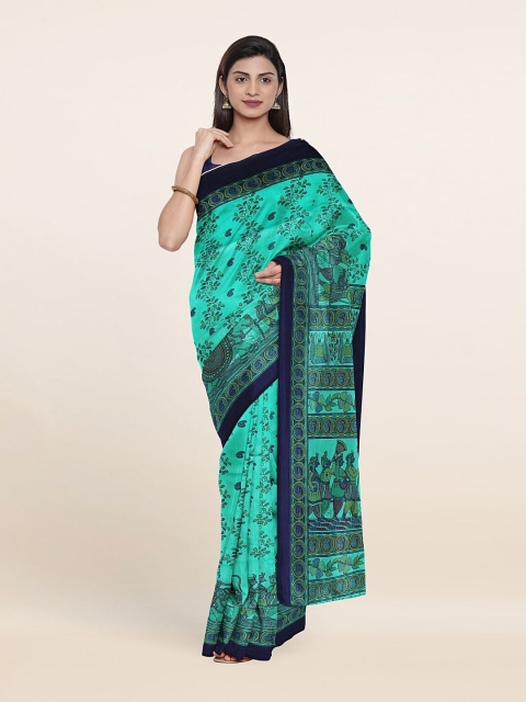 

Pothys Green & Blue Ethnic Motifs Saree
