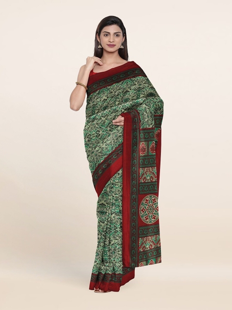 

Pothys Green & Red Abstract Printed Saree