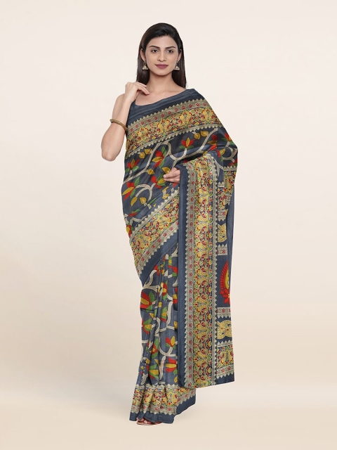 

Pothys Grey & Red Floral Printed Saree