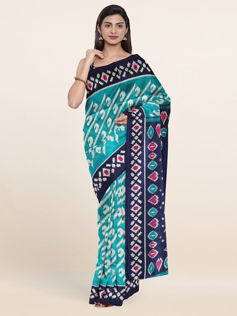 

Pothys Blue & Pink Geometric Printed Saree