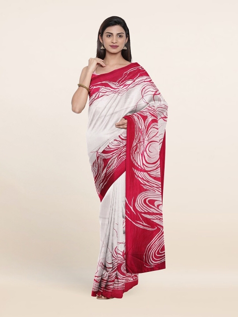 

Pothys Off White & Red Printed Saree